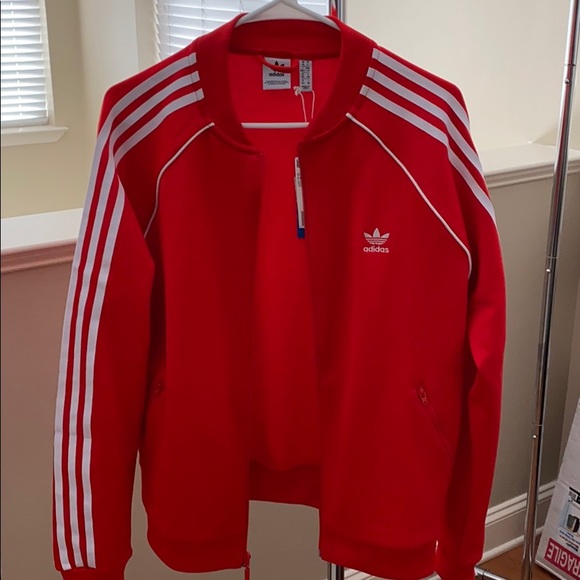 adidas sst track jacket women's red